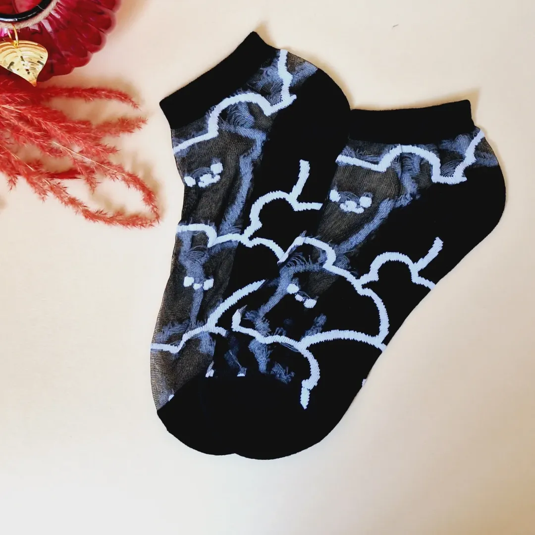 خرید آنلاین جوراب مچی توری طرحدار خارجی