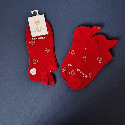 جوراب مچی فانتزی زنانه با طرح گیلاس