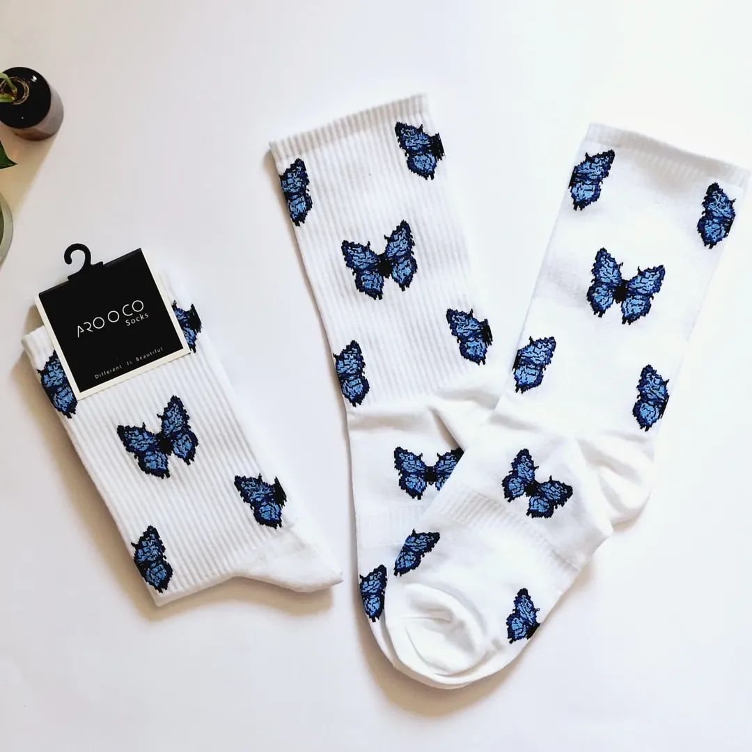 جوراب ساقدار زنانه (طرح پروانه‌ای)