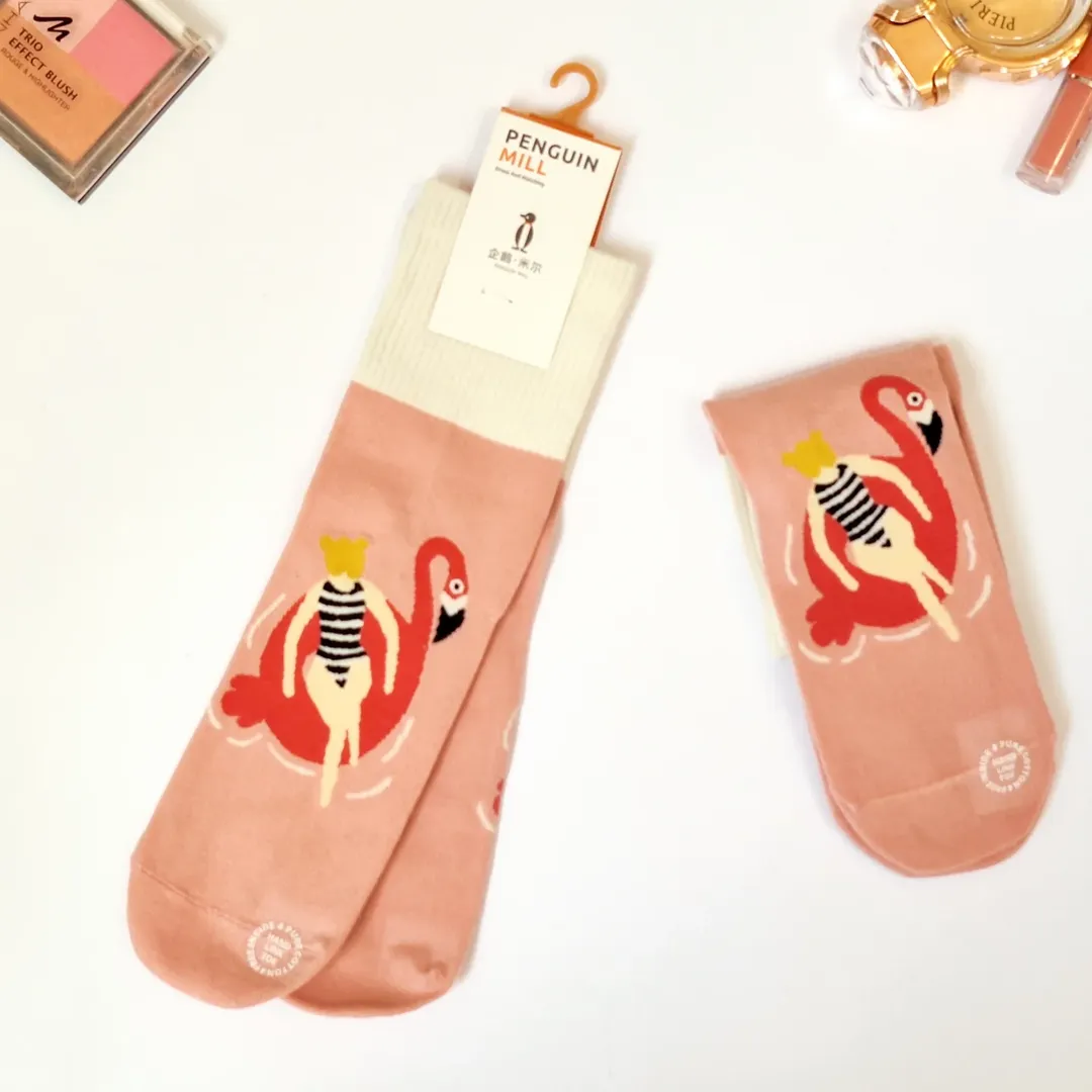 جوراب نیم ساق زنانه با طرح فلامینگو