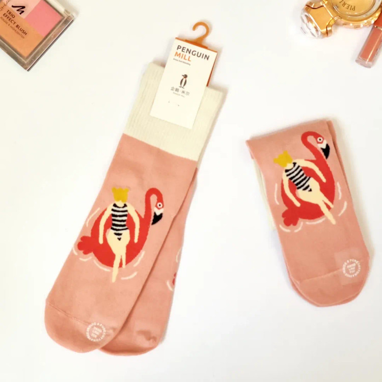 جوراب نیم ساق زنانه با طرح فلامینگو