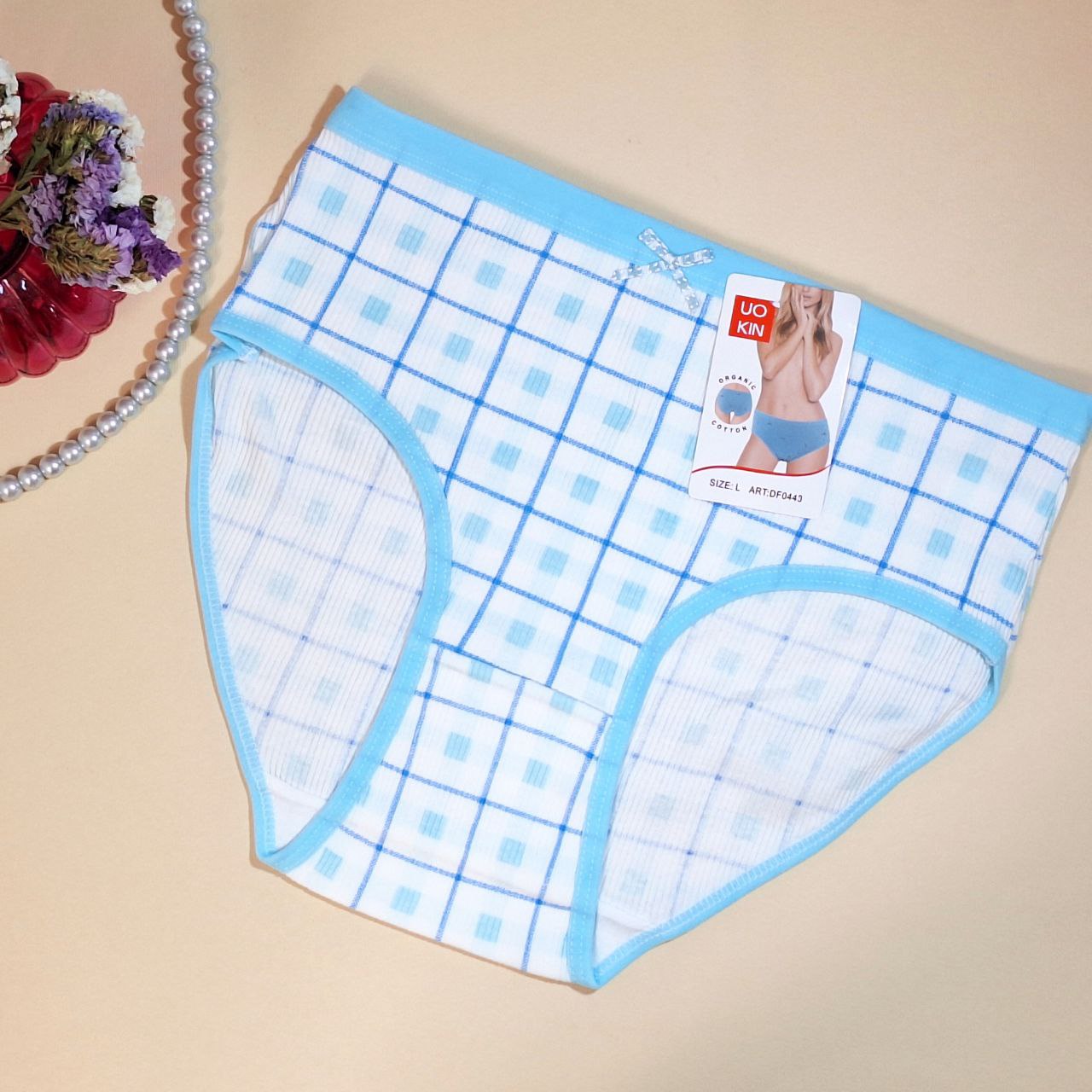 خرید شورت کبریتی زنانه (طرح گل آبی)