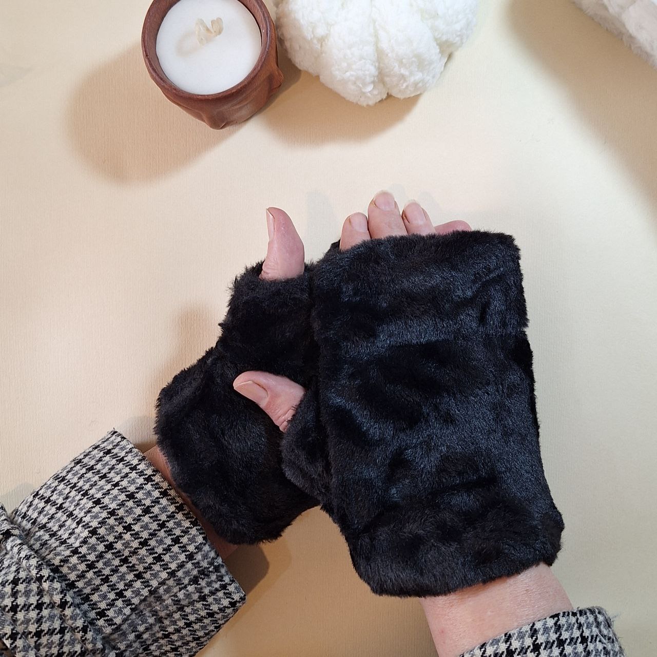 خرید دستکش ساده نیم‌انگشت زمستونی