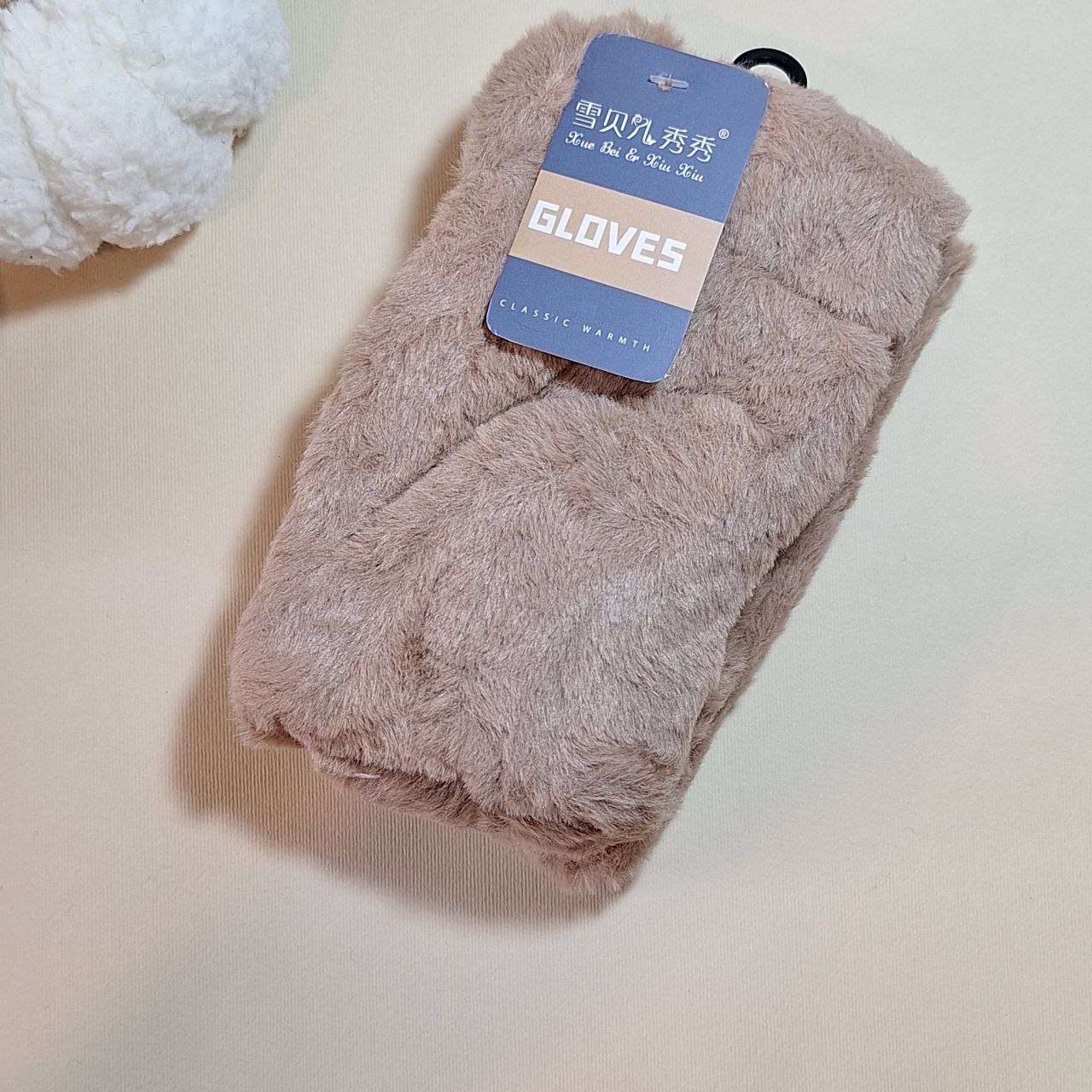 خرید دستکش ساده نیم‌انگشت خز