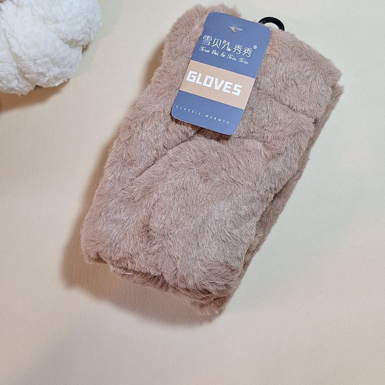 خرید دستکش ساده نیمانگشت خز