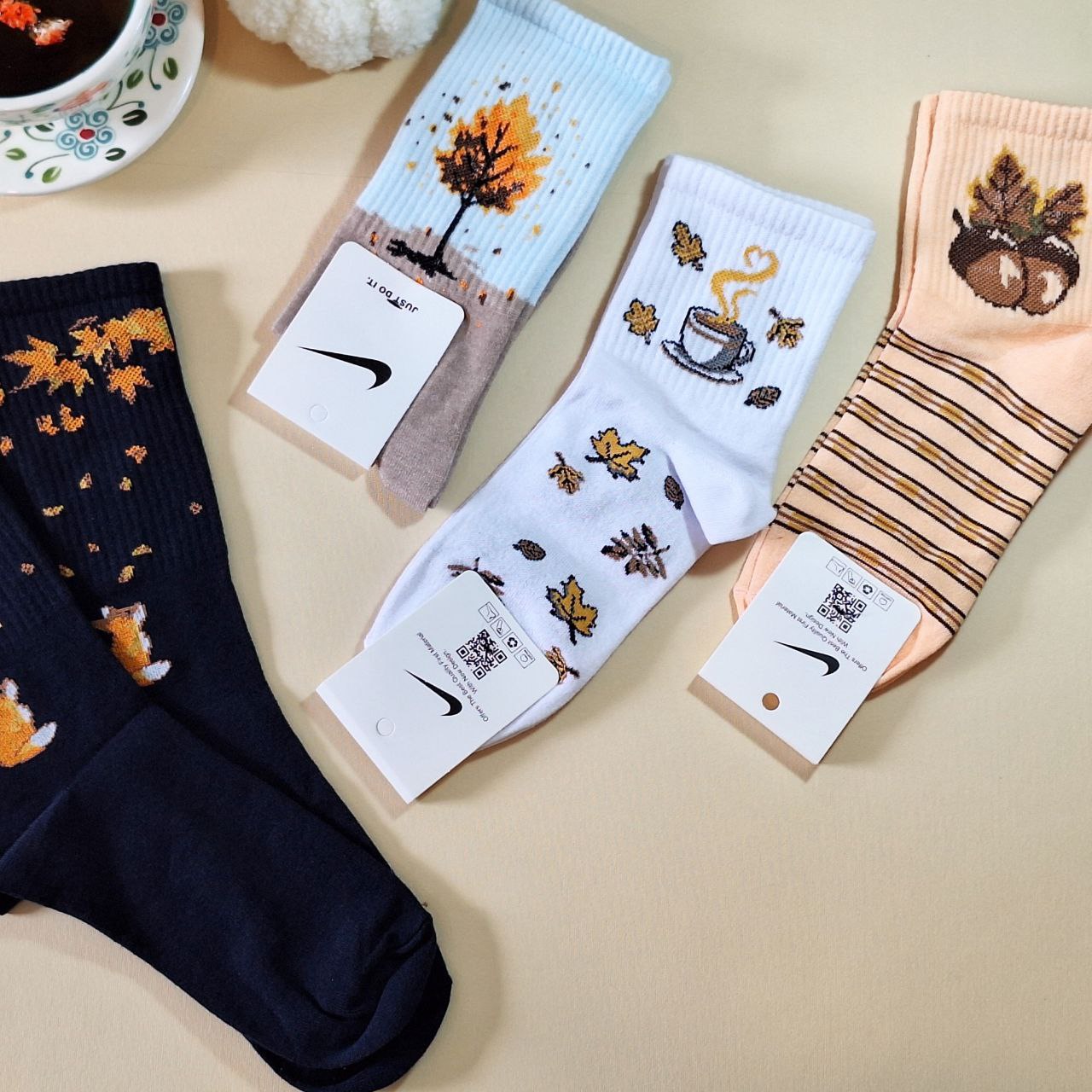 جوراب ساقدار فانتزی زنانه (طرح پاییز)