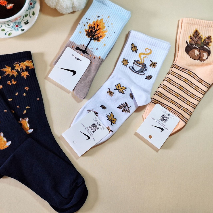 جوراب ساقدار فانتزی زنانه (طرح پاییز)