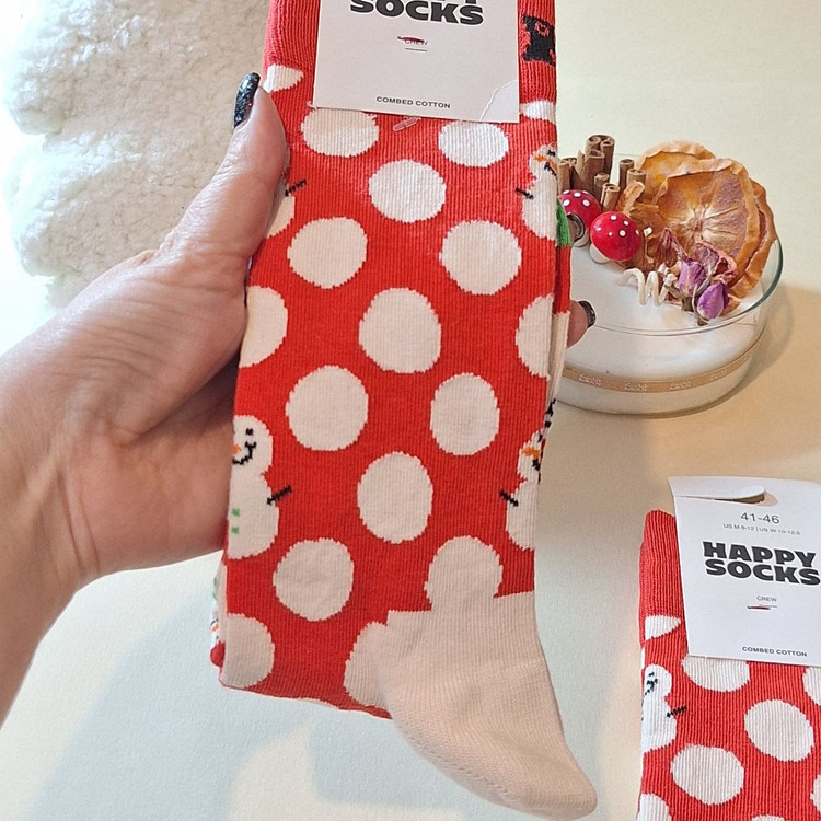 جوراب فانتزی مردانه ساقدار با طرح آدم برفی، برند Happy Socks ترکیه