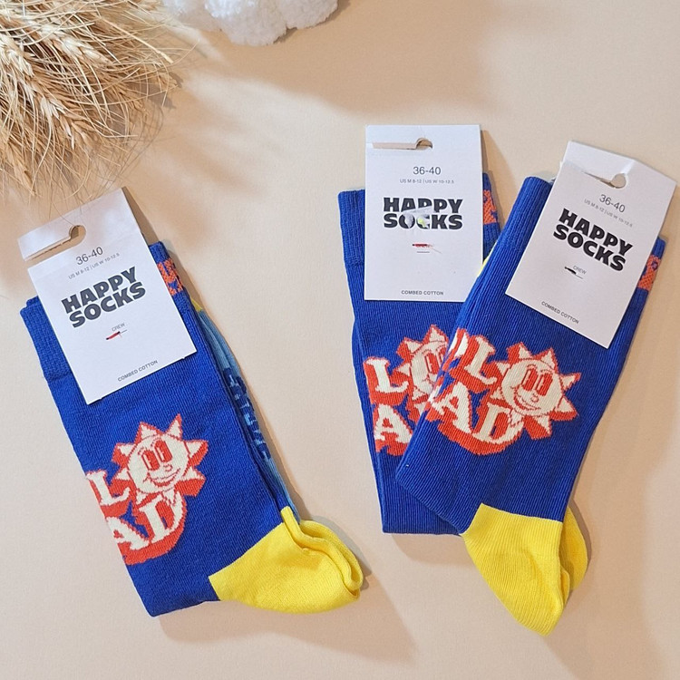 جوراب ساقدار فانتزی زنانه طرح خورشید ترک برند Happy Socks