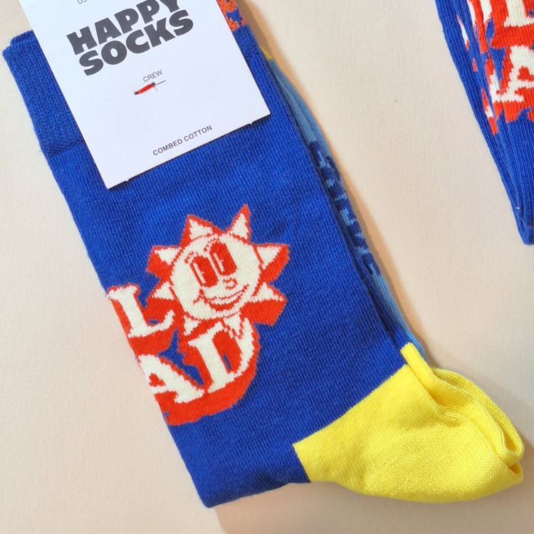 جوراب ساقدار زنانه فانتزی طرح خورشید اصل ترک Happy Socks