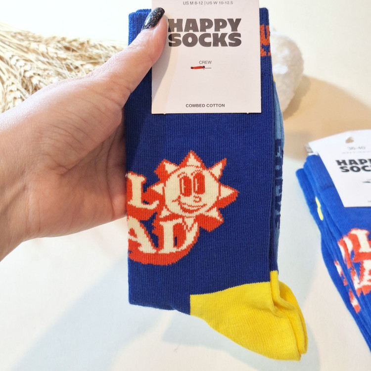 جوراب فانتزی زنانه ساقدار با طرح خورشید، برند Happy Socks ساخت ترکیه