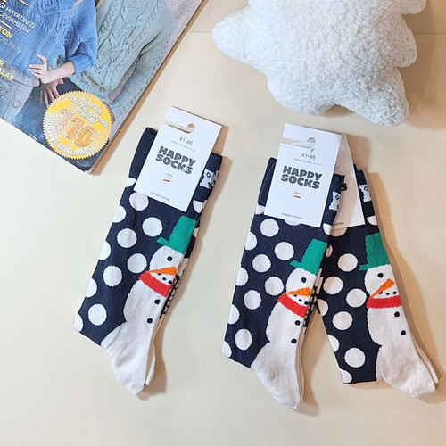 جوراب ساقدار فانتزی مردانه Happy Socks ترک طرح Snow ضد بو و عرق