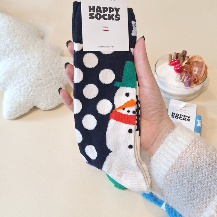 جوراب ساقدار مردانه Happy Socks مدل Snow با خاصیت ضد تعریق
