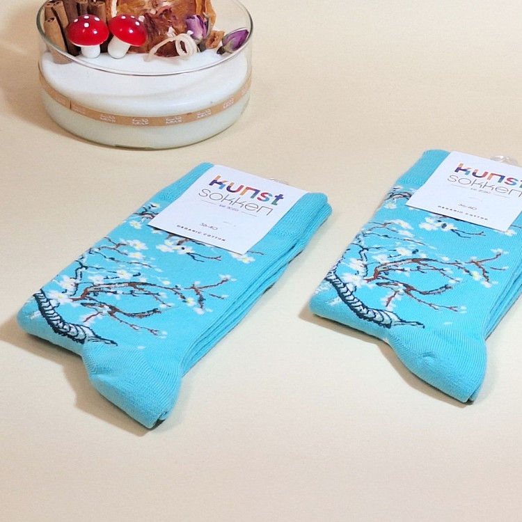 خرید آنلاین جوراب ترک زنانه ضد بو طرح شکوفه بادام