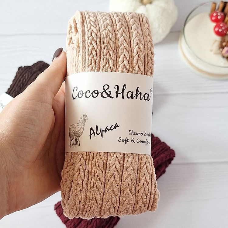 جوراب بالای زانو گندمی لاما برند coco&hana