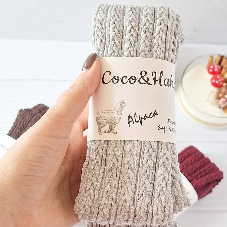 جوراب بالای زانو گندمی لاما برند coco&hana